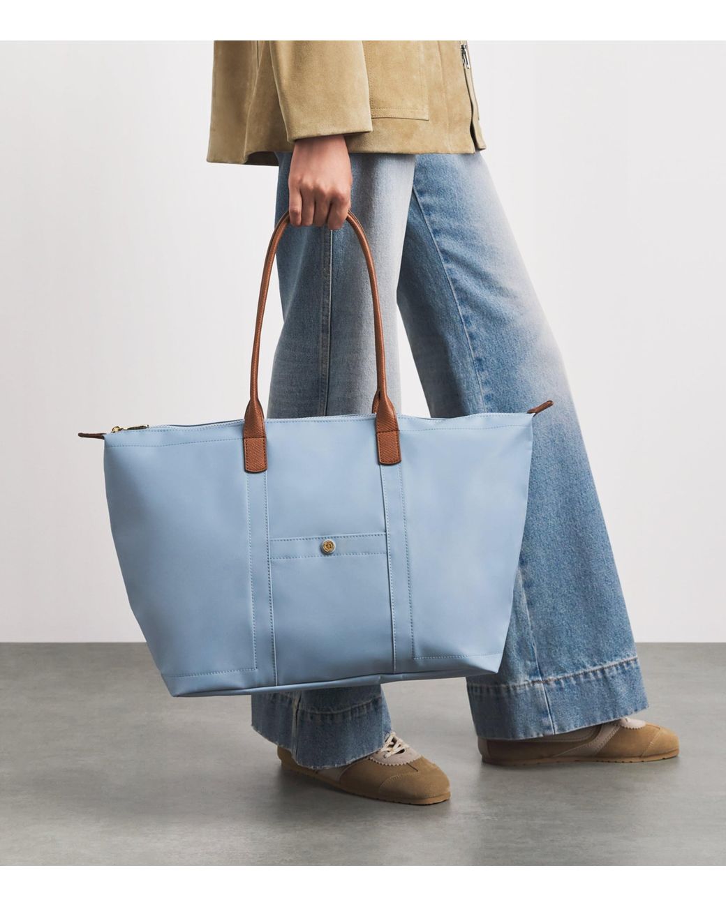 Harrods Blue Medium Nylon Tote Bag