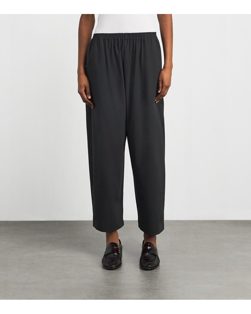 Eskandar Black Stretch-Wool Japanese Trousers