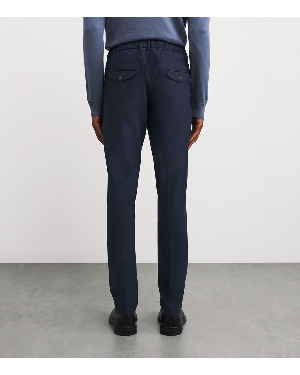 Eleventy Blue Cotton-Blend Drawstring Trousers for men