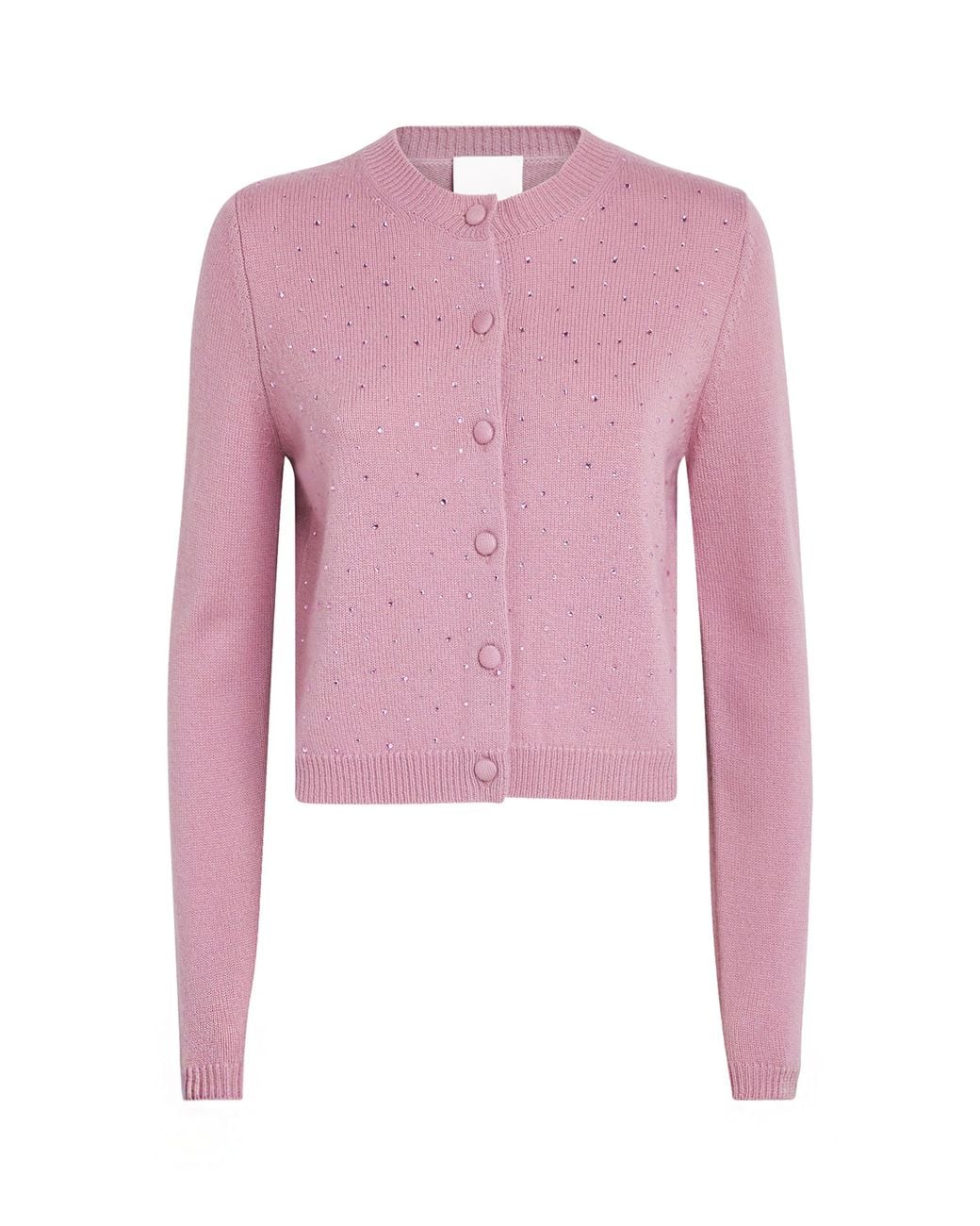 Allude Pink Wool-Cashmere Crystal-Embellished Cardigan