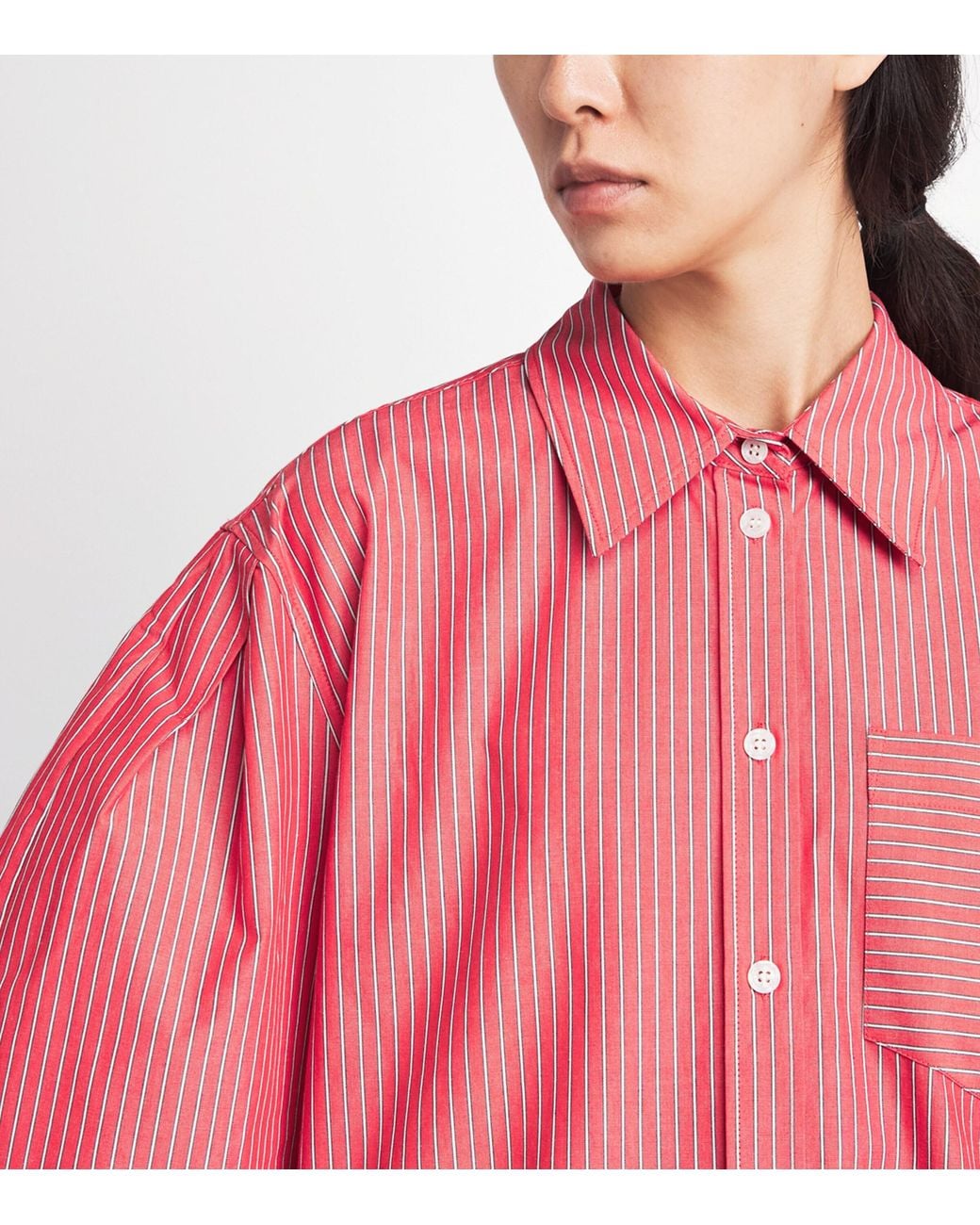 Ganni Pink Cotton Stripe Oxford Shirt