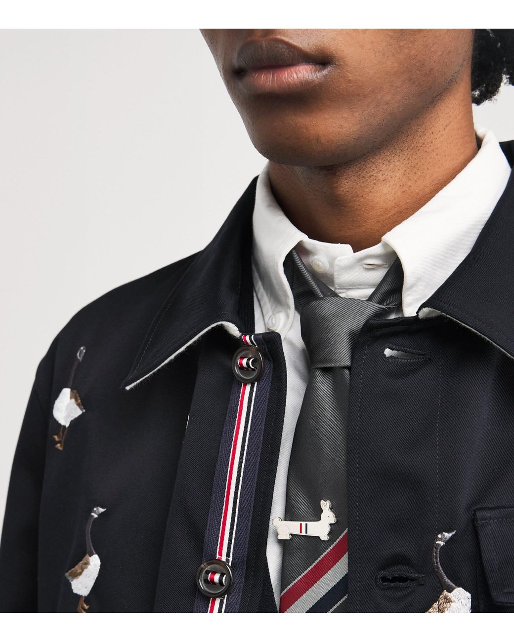 Thom Browne Black Sterling Rabbit Tie Bar for men