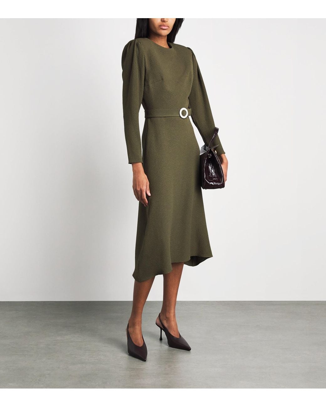 Edeline Lee Green Belted Diana Midi Dress