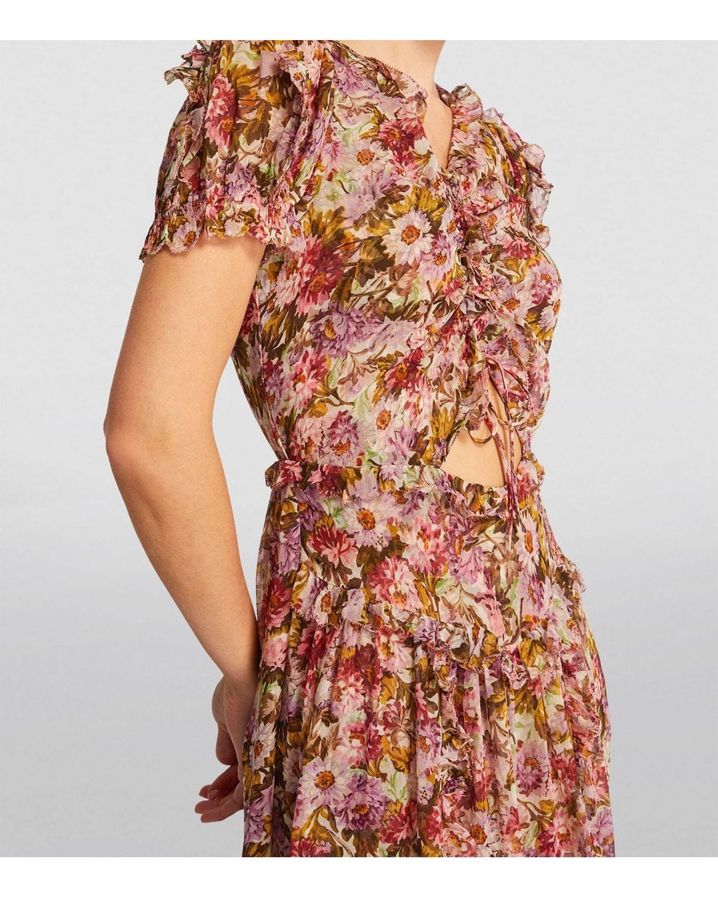 doen floral silk dress Doen Silk Mini Dress with Rosette Detail by Doen