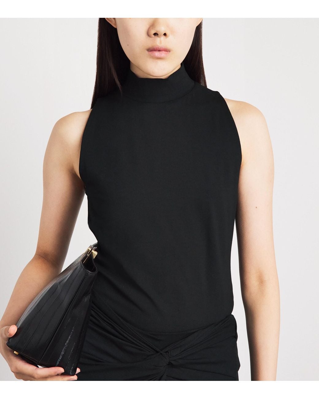 ME+EM Black Jersey High-Neck Sleeveless Top