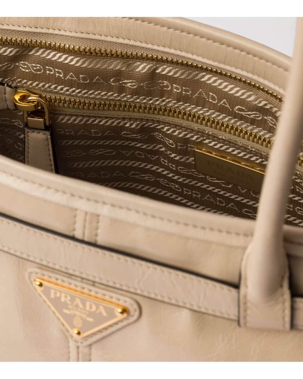 Prada Natural Extra Large Leather Bonnie Shoulder Bag