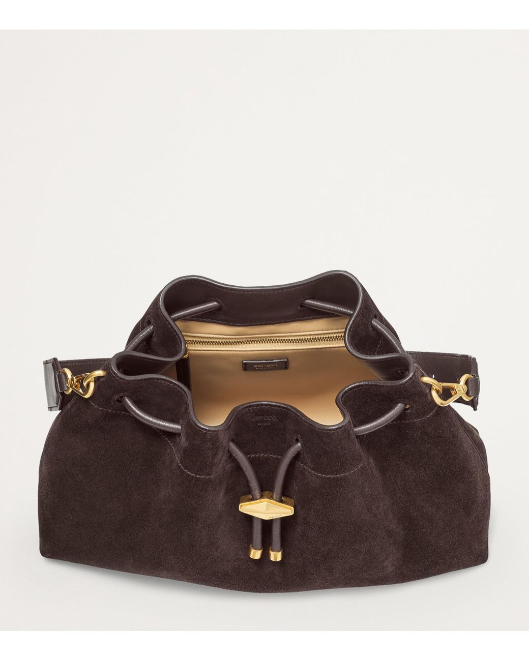 Jimmy Choo Brown Medium Cinch Suede Shoulder Bag
