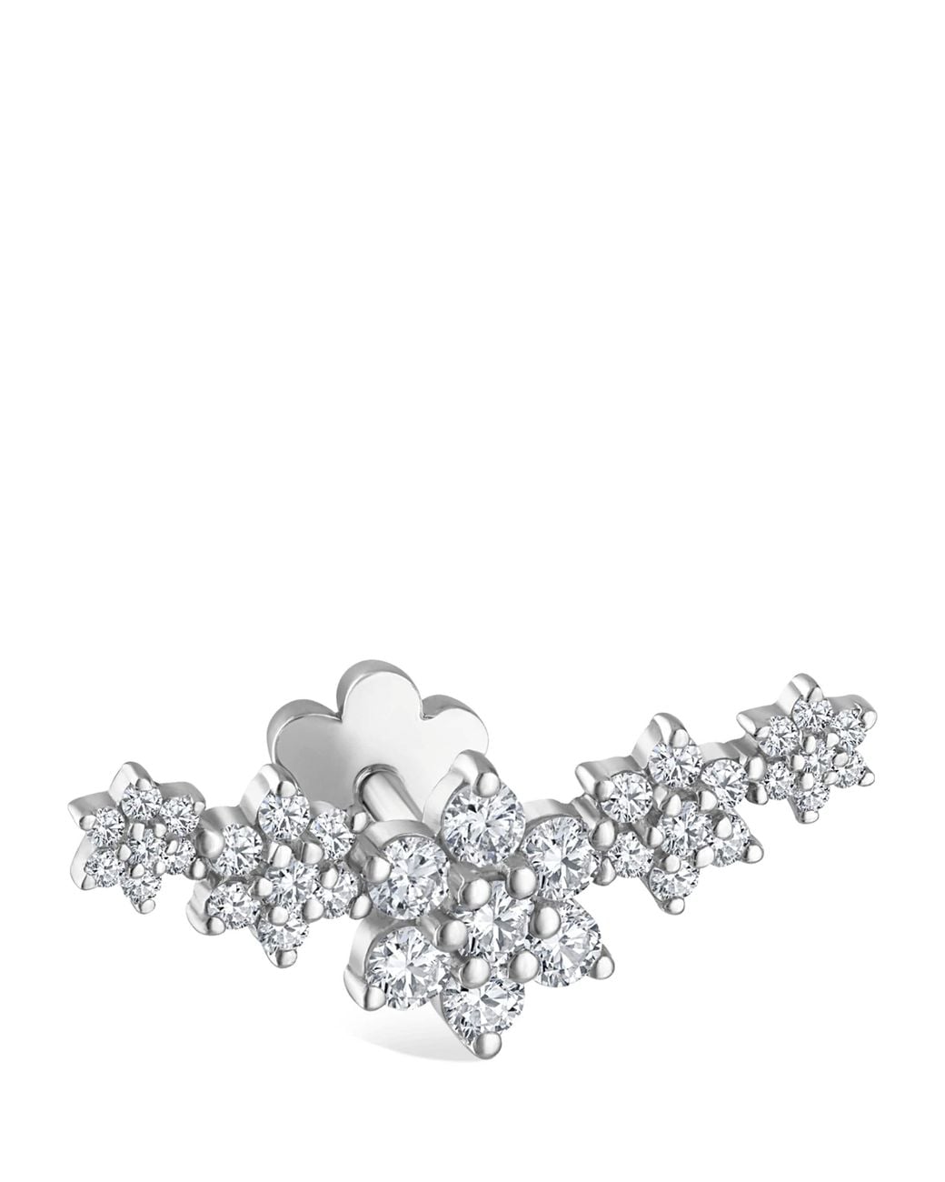 Maria Tash White Five Flower Garland Diamond Threaded Stud Earring