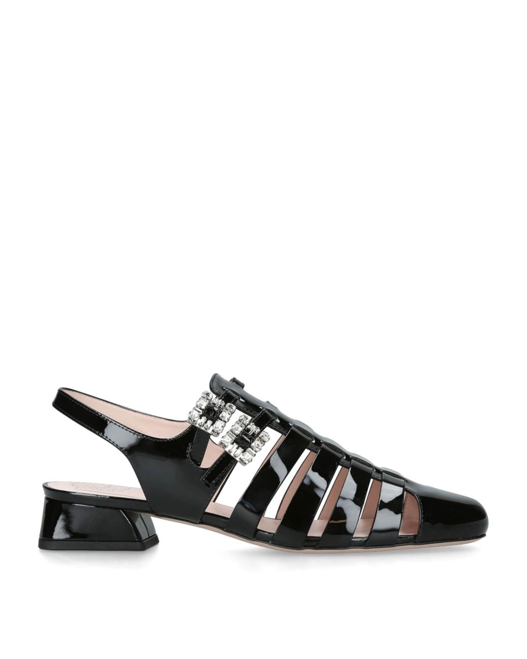 Roger Vivier Black Patent Leather Mini Très Vivier Sandals 25