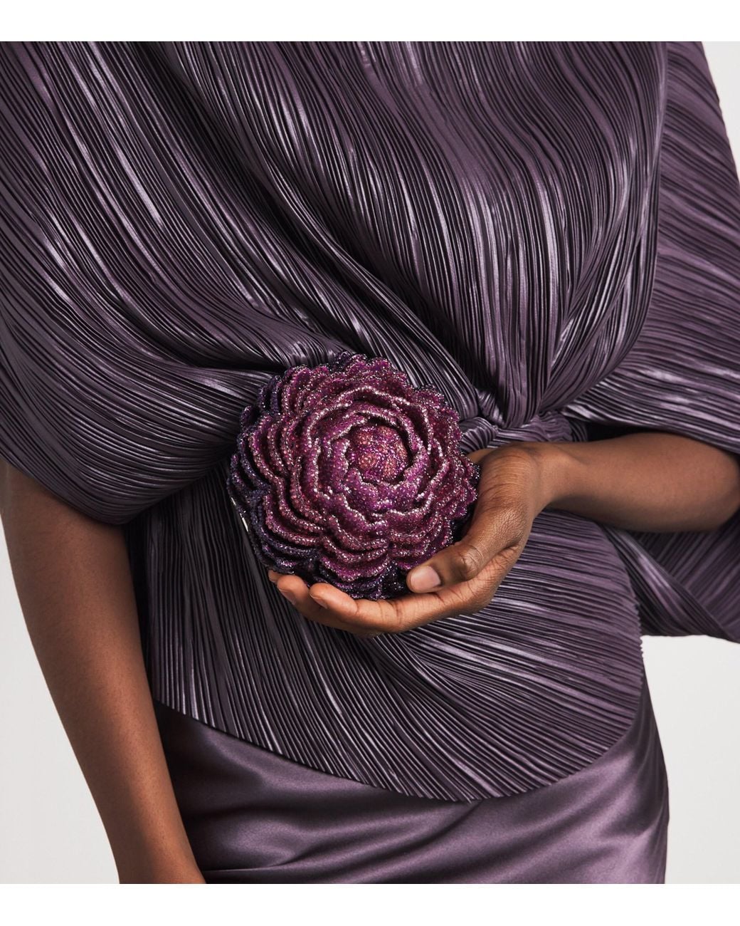 Judith Leiber Purple Embellished Peony Belladonna Clutch Bag