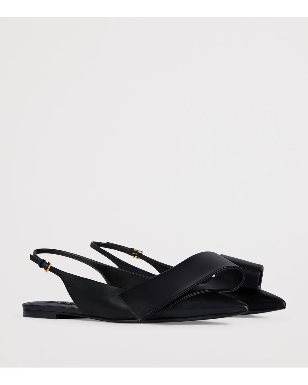 Givenchy Black Leather Twisted Ribbon Slingback Ballet Flats