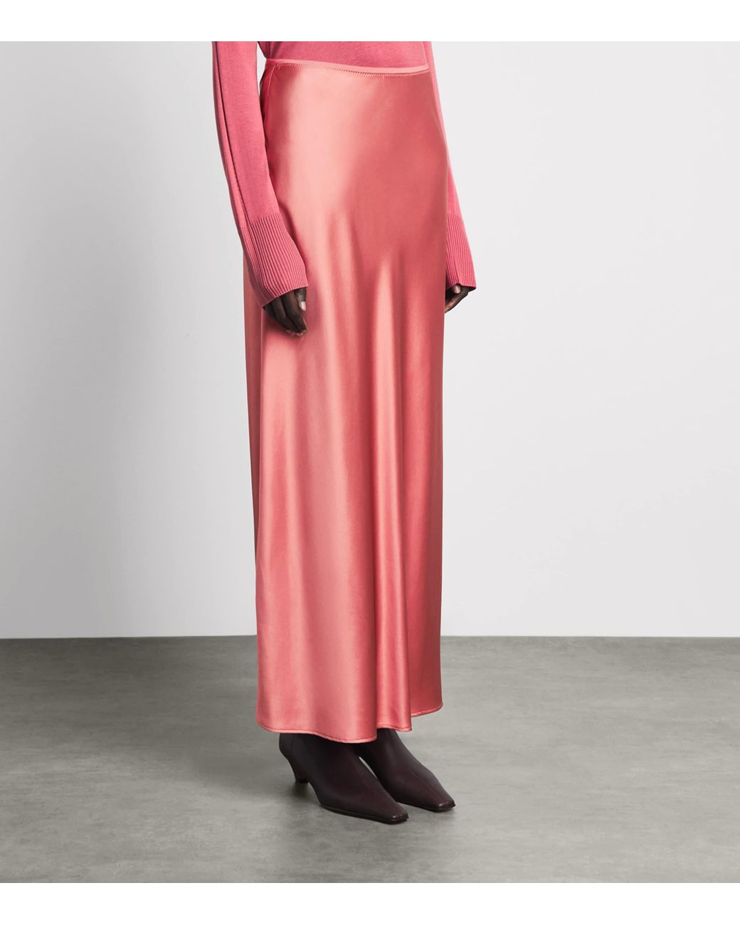 Joseph Pink Silk Satin Isaak Maxi Skirt