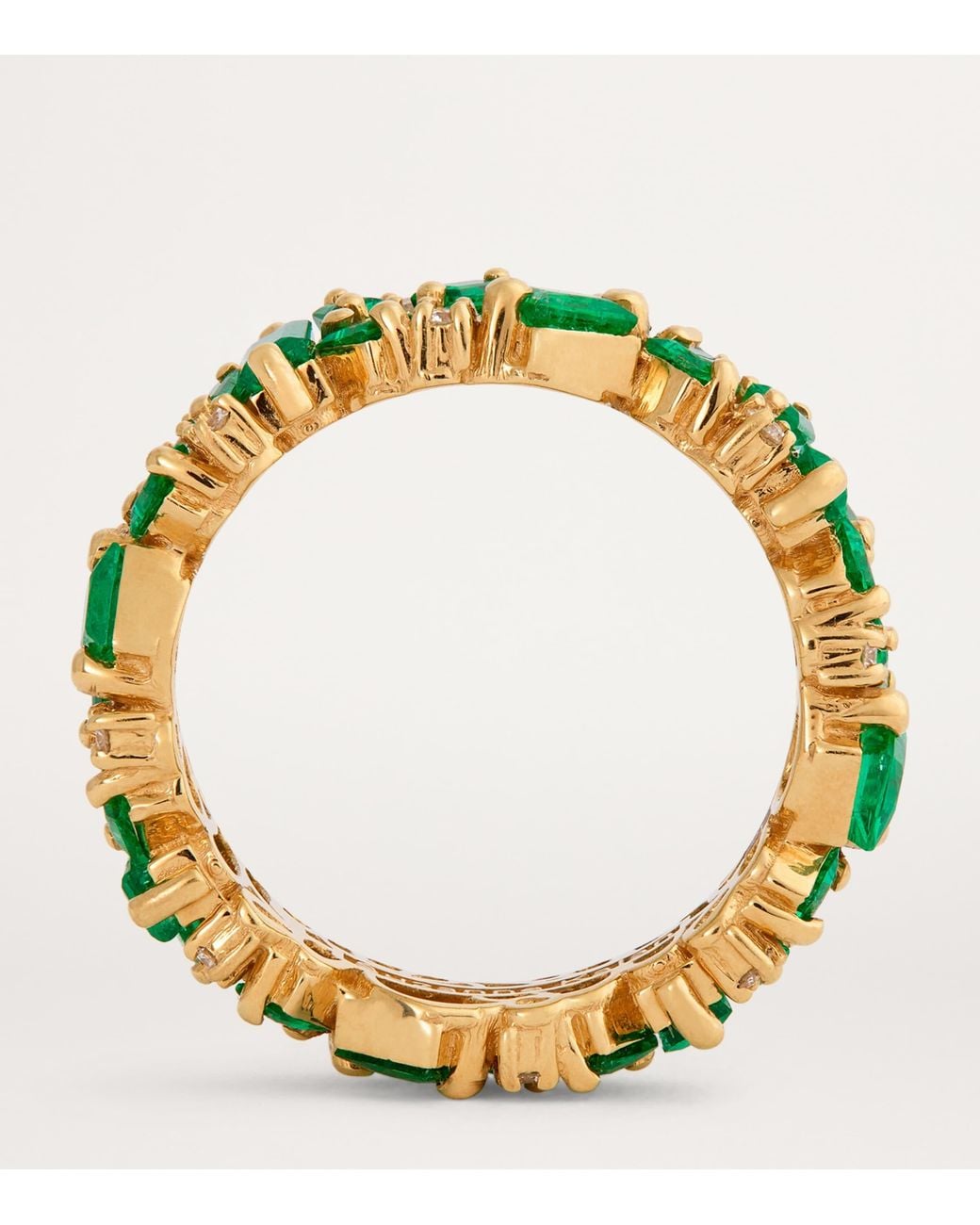 Suzanne Kalan Green Diamond And Emerald La Fantaisie Eternity Ring