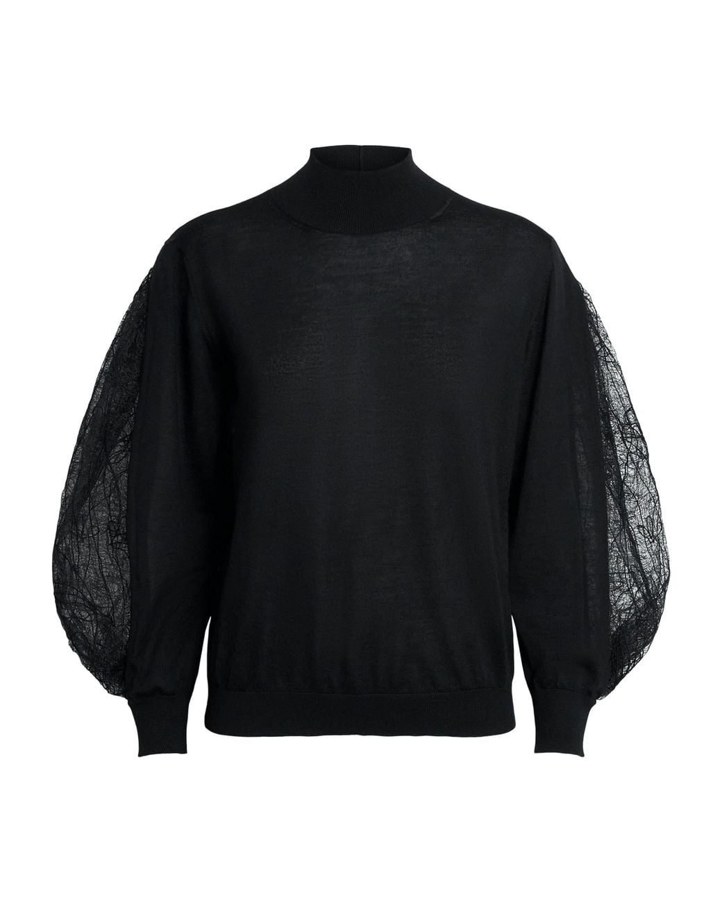 Fabiana Filippi Blue Cashmere-Silk Lace-Trim Sweater