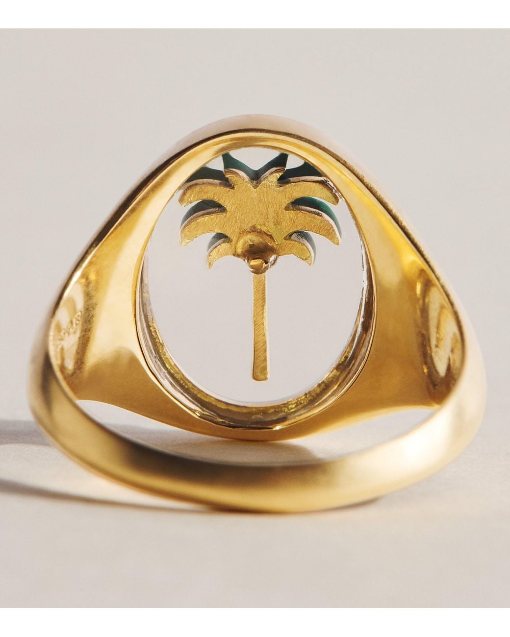 L'Atelier Nawbar Metallic And Diamond Tableau Palm Tree Ring