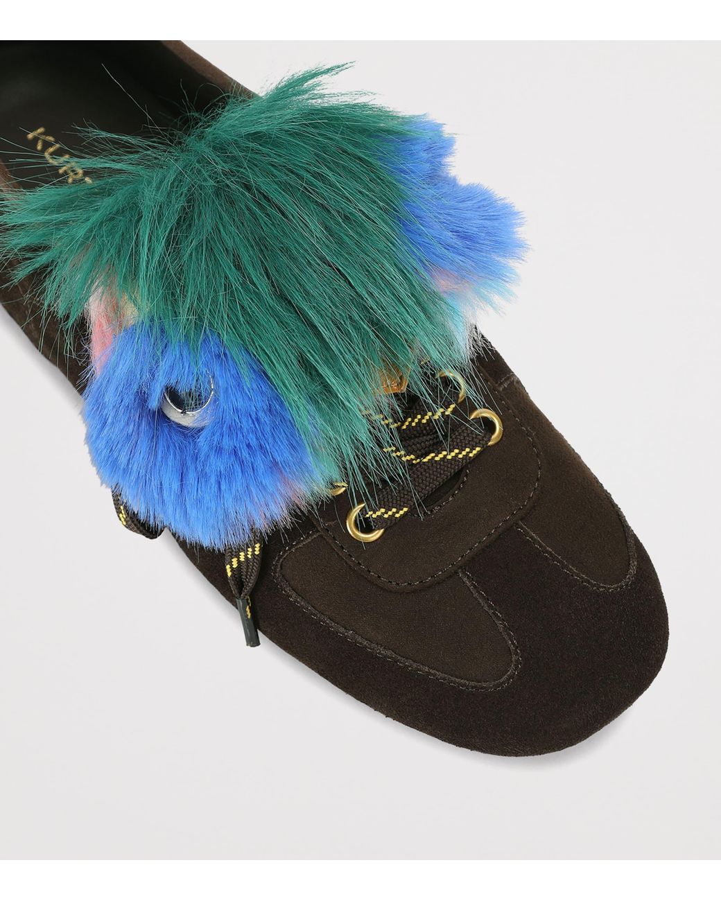 Kurt Geiger Green Suede Faux-Feather Wembley Sneakers