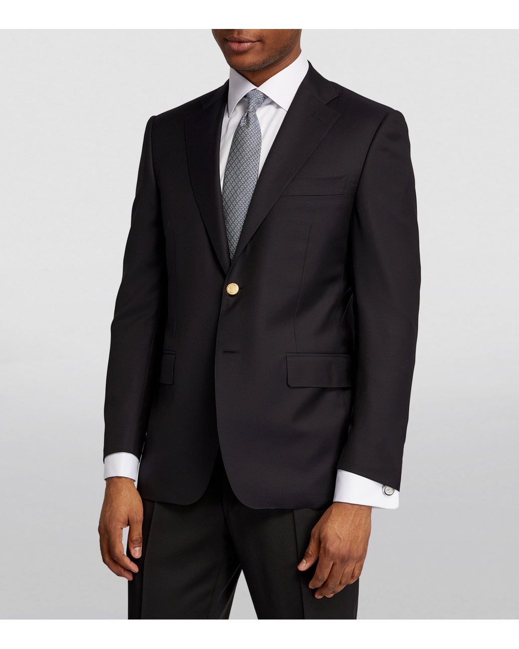 Canali Black Wool Single-Breasted Suit Jacket for men