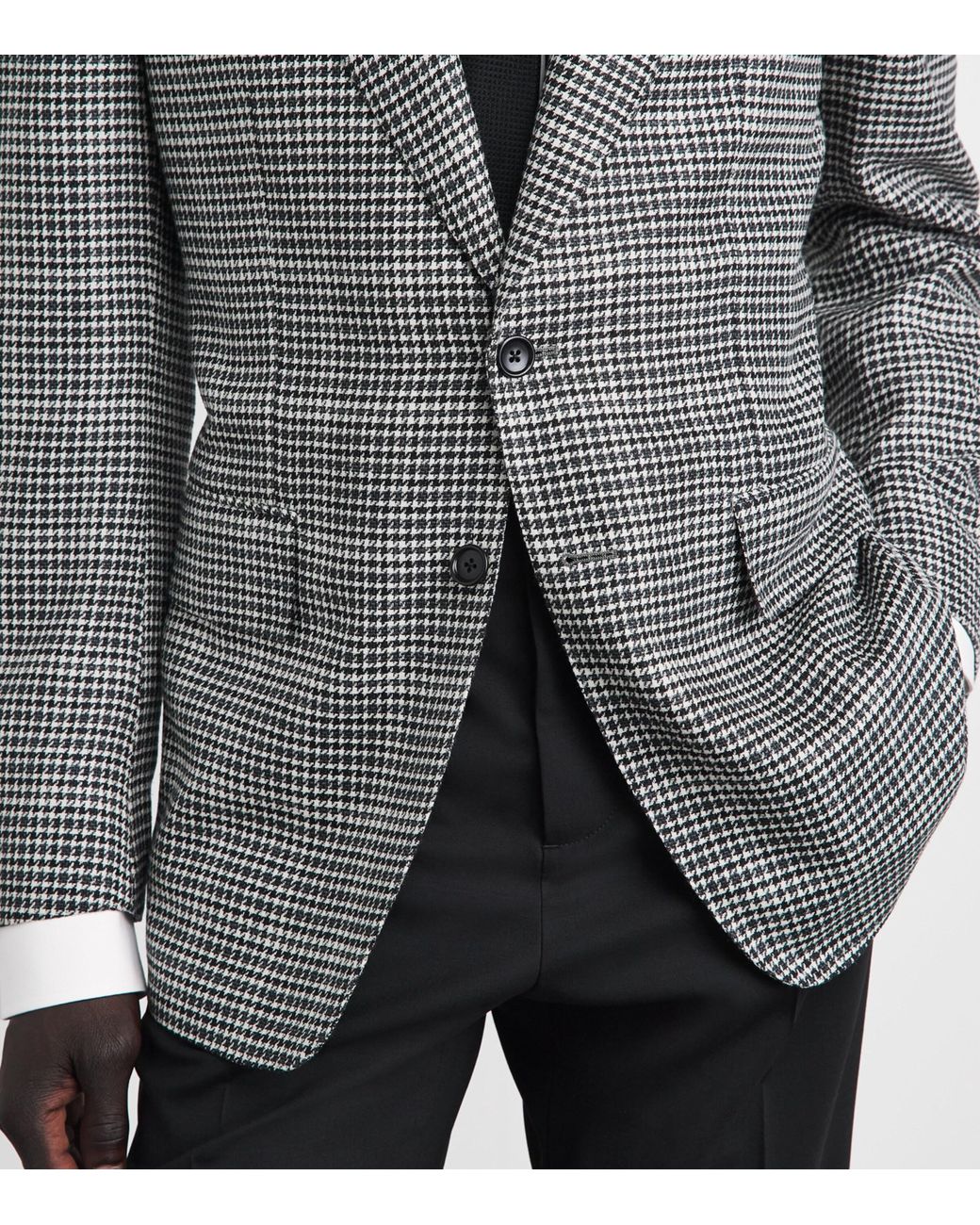 Tom Ford Gray Wool-Blend Houndstooth Shelton Blazer for men