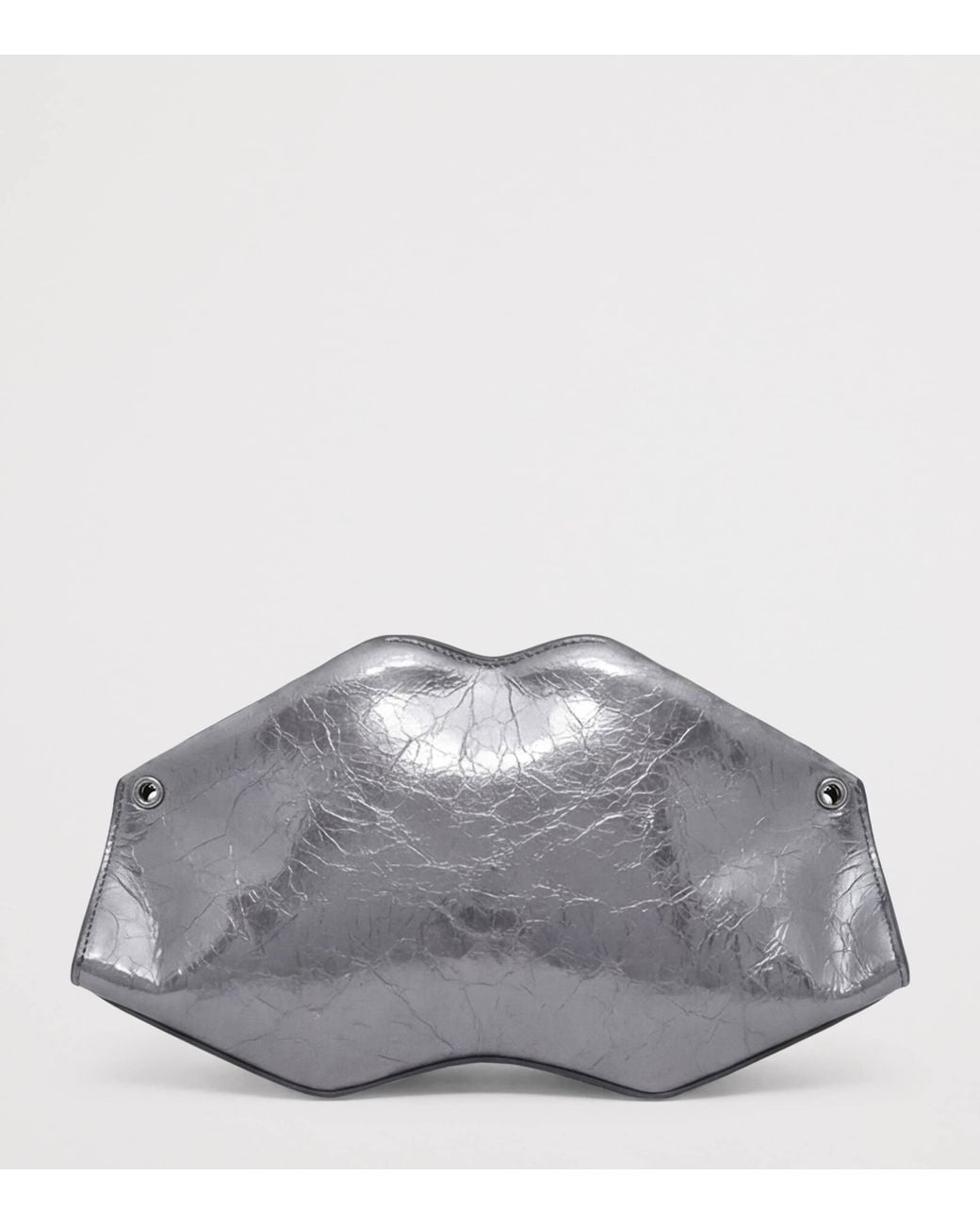 McQueen Gray Cracked Metallic Leather Manta Pouch