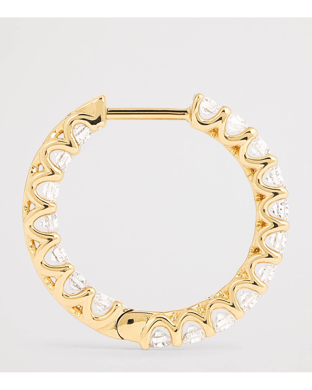 Harrods Metallic Medium And Diamond Hoop Earrings