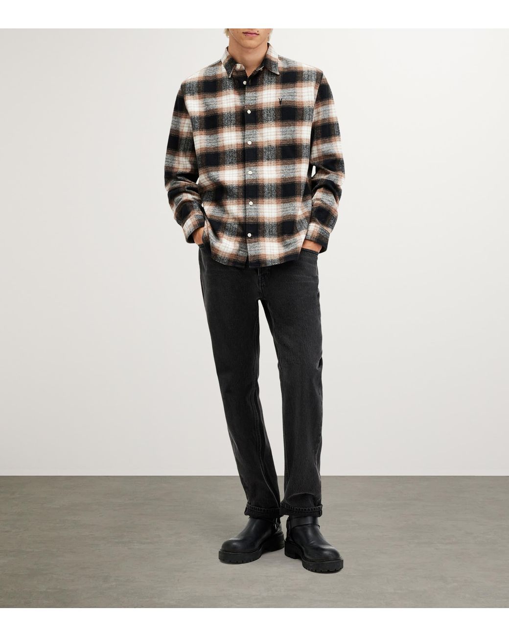 AllSaints Black Cotton Mercy Shirt for men