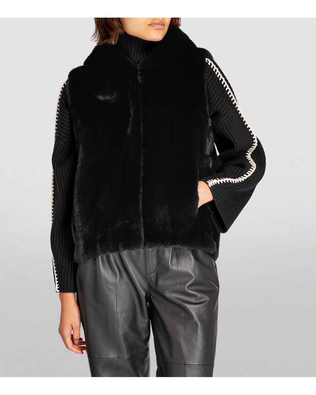 Yves Salomon Black Mink Hooded Gilet