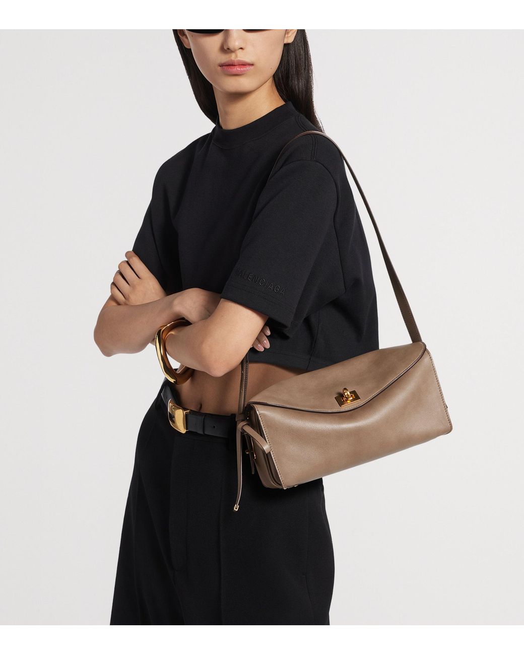 Balenciaga Natural Medium Calfskin Le 7 Shoulder Bag