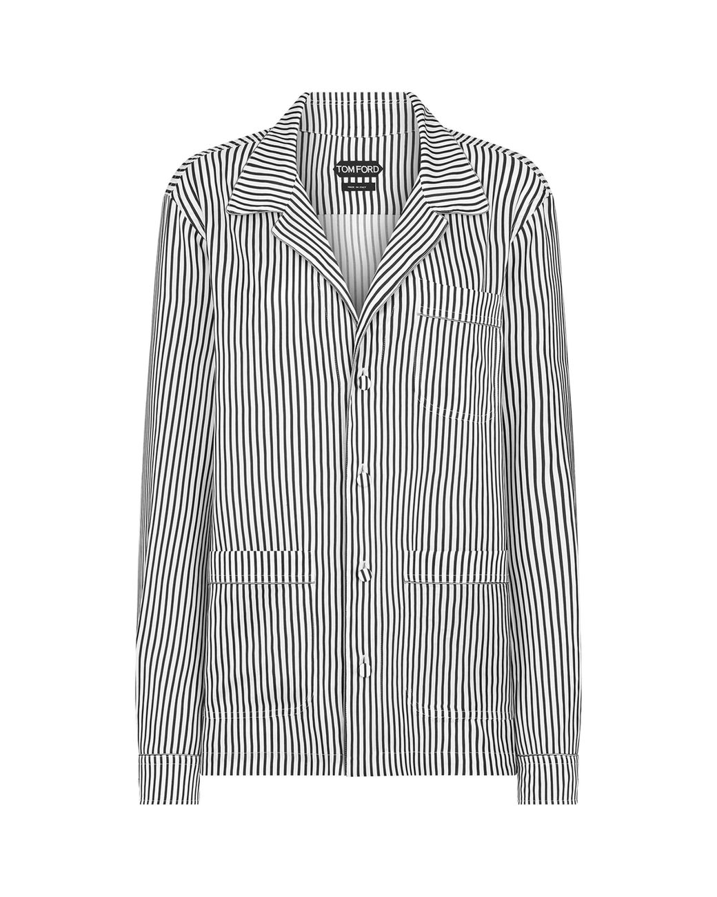 Tom Ford Gray Silk Striped Pyjama Shirt