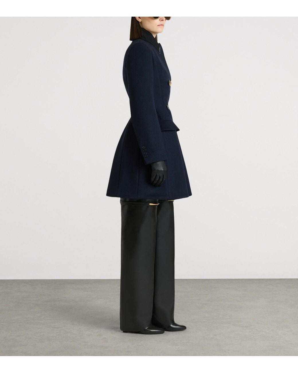 Givenchy Blue Wool-Cashmere Peplum Coat