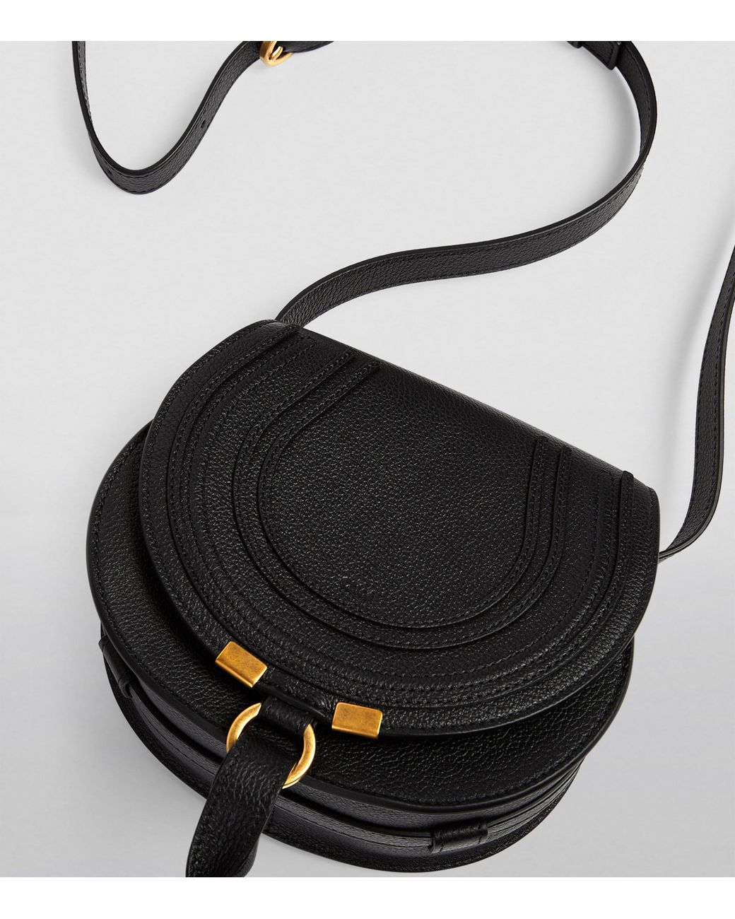 Chloé Black Small Leather Marcie Saddle Bag