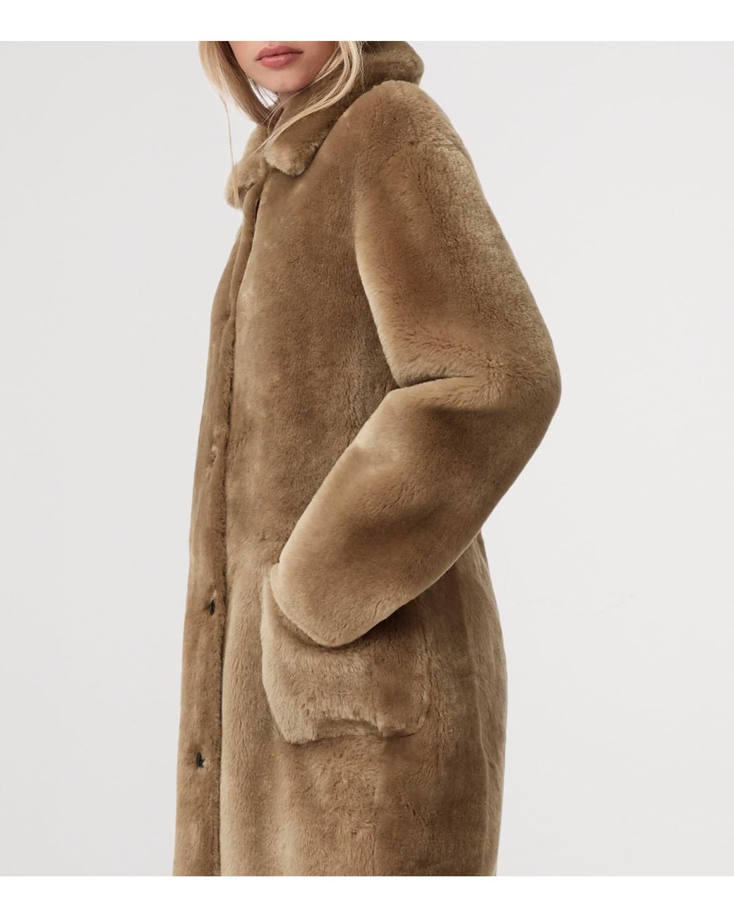 AllSaints Natural Shearling Reversible Serra Coat