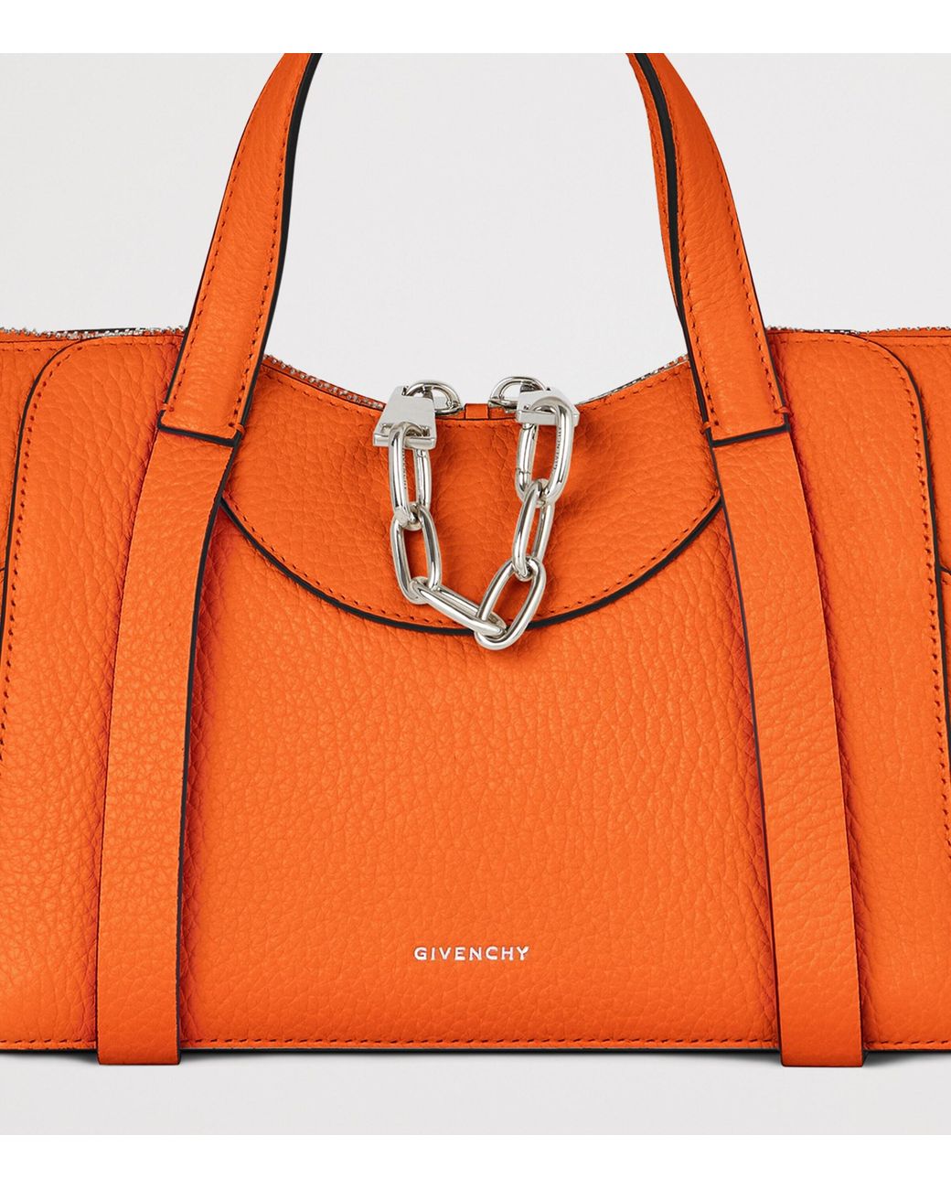 Givenchy Orange Small Leather Snatch Top-Handle Bag