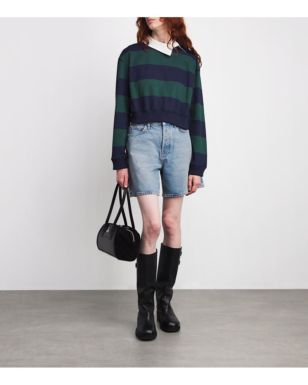 Agolde Blue Denim Dame Wide-Leg Shorts