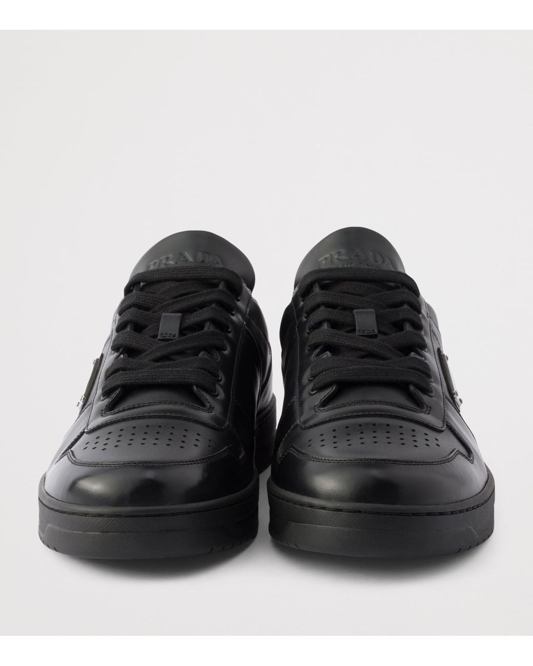 Prada Black Leather Downtown Sneakers for men