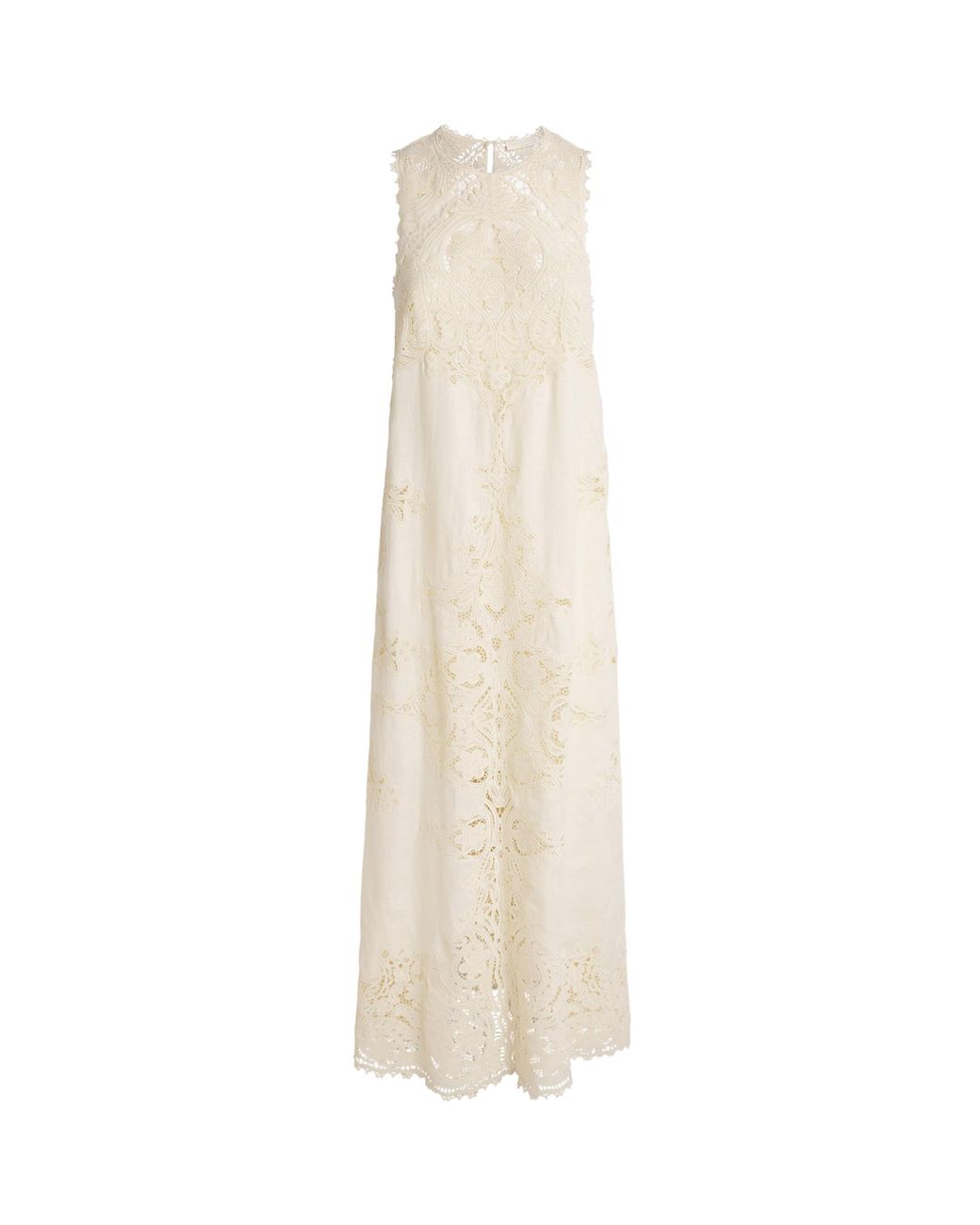 Ulla Johnson White Linen Embroidered Coralite Midi Dress