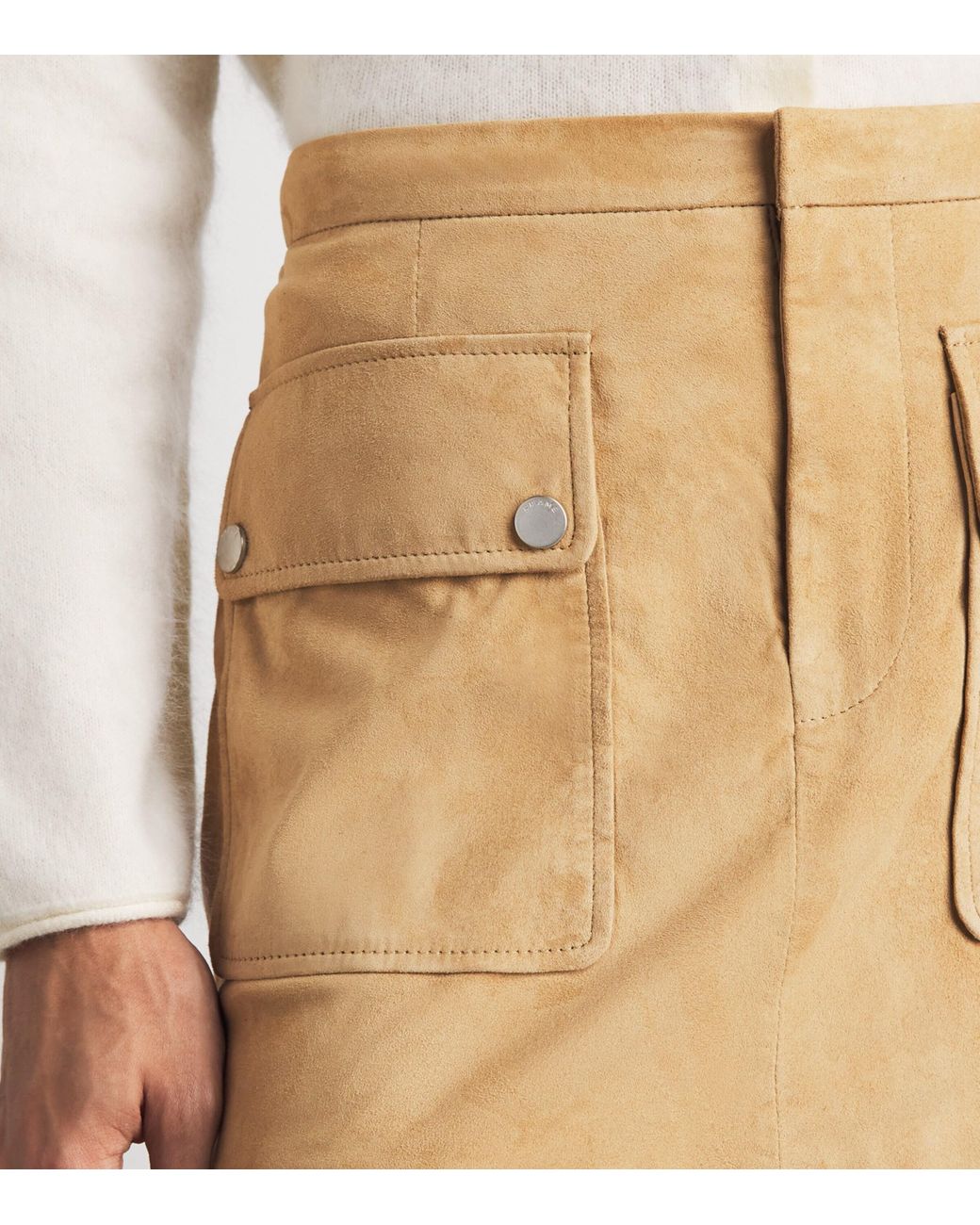 FRAME Natural Suede The Safari Mini Skirt