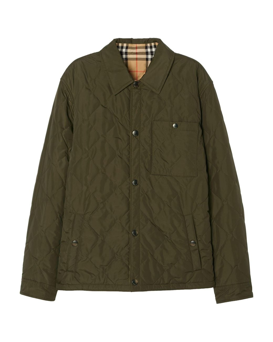 Burberry Green Reversible Quilted Overshirt Jacket for men