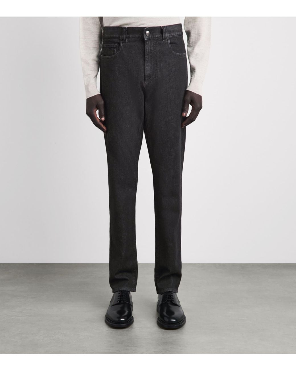 Canali Black Stretch-Cotton-Cashmere Straight Jeans for men