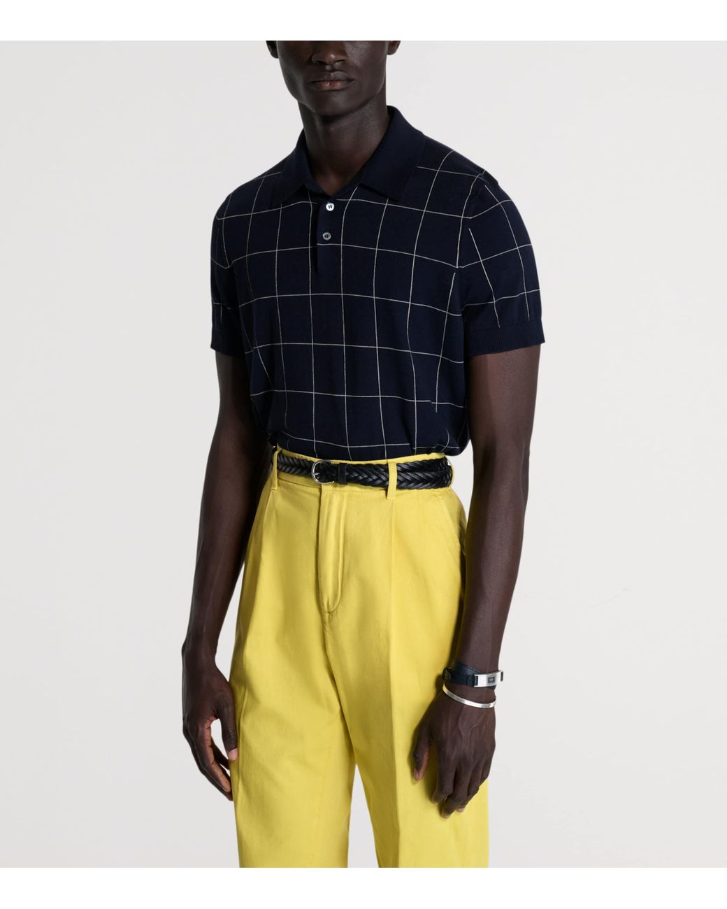 Dunhill Black Cotton-Mulberry Silk Polo Shirt for men