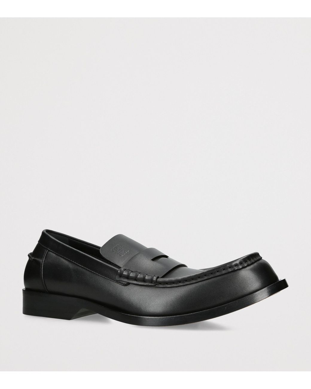 Loewe Black Leather Bobine Loafers for men