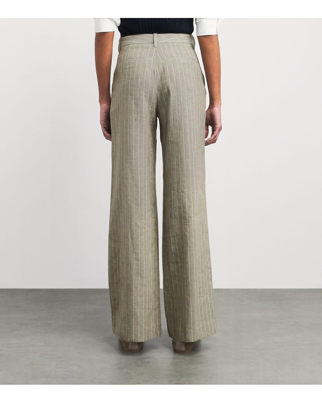 Maje Gray Linen-Cotton Blend Tailored Trousers