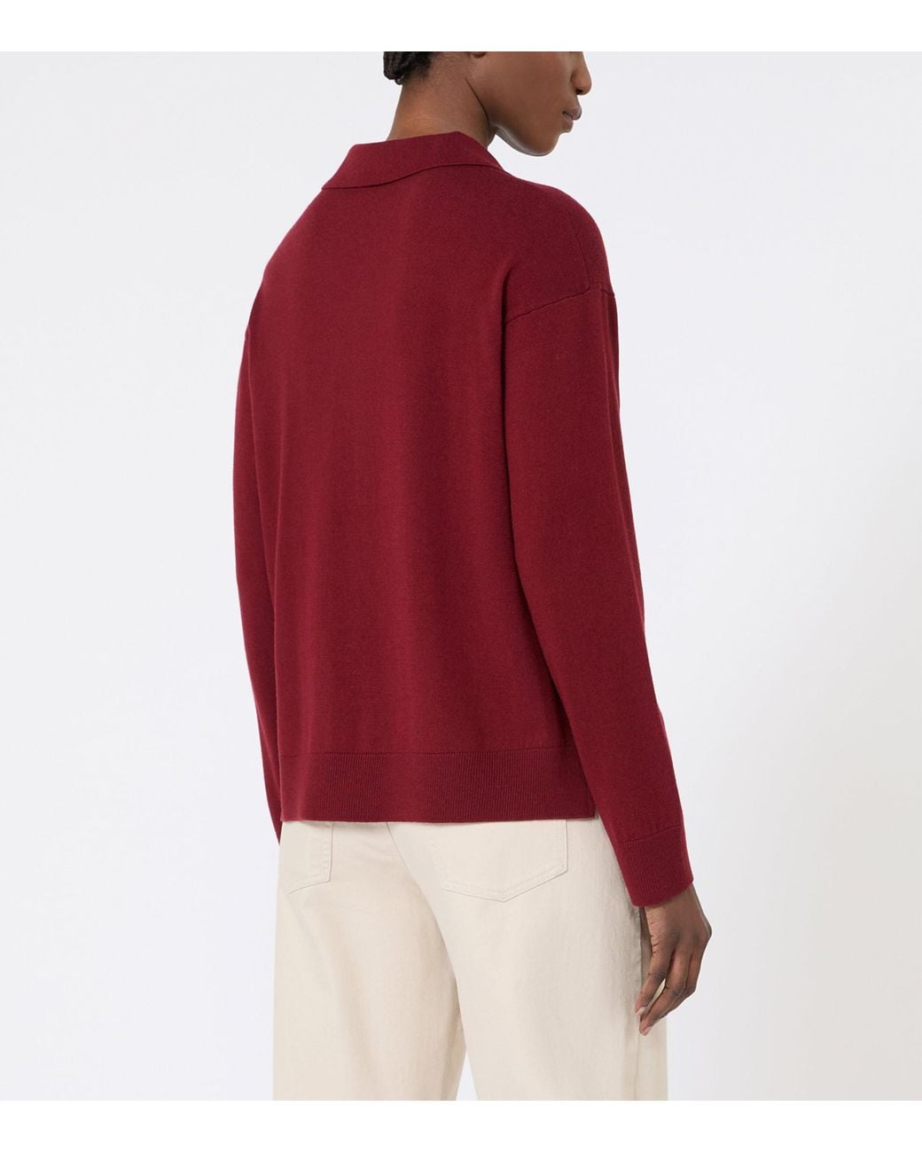 Max Mara Red Wool Polo-Collar Sweater