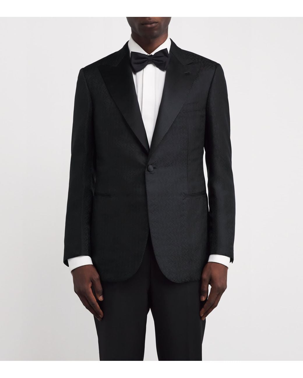 Brioni Black Silk Jacquard Virgilio Tuxedo Jacket for men