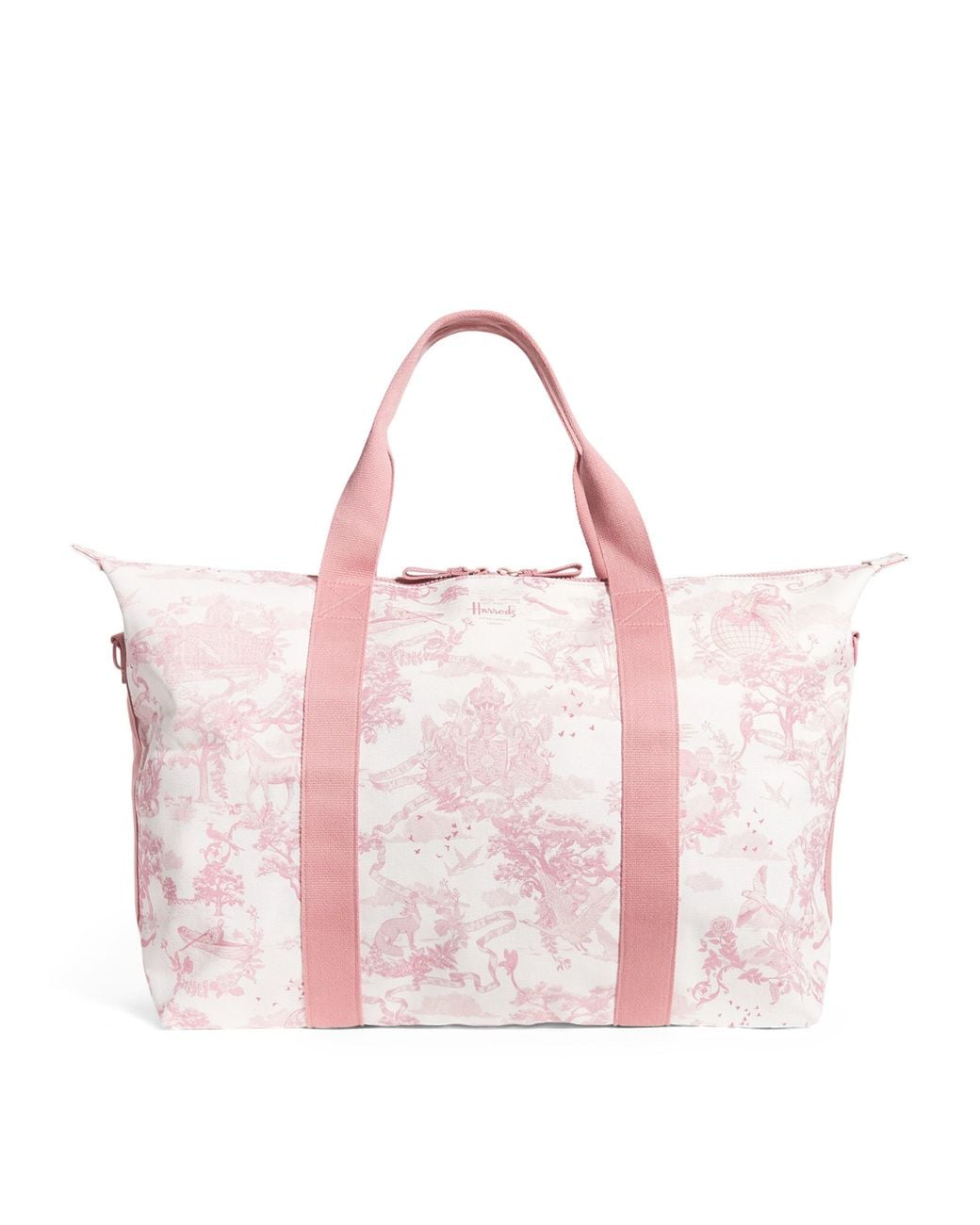 Harrods Pink Toile Overnight Packable Bag And Pouch Set
