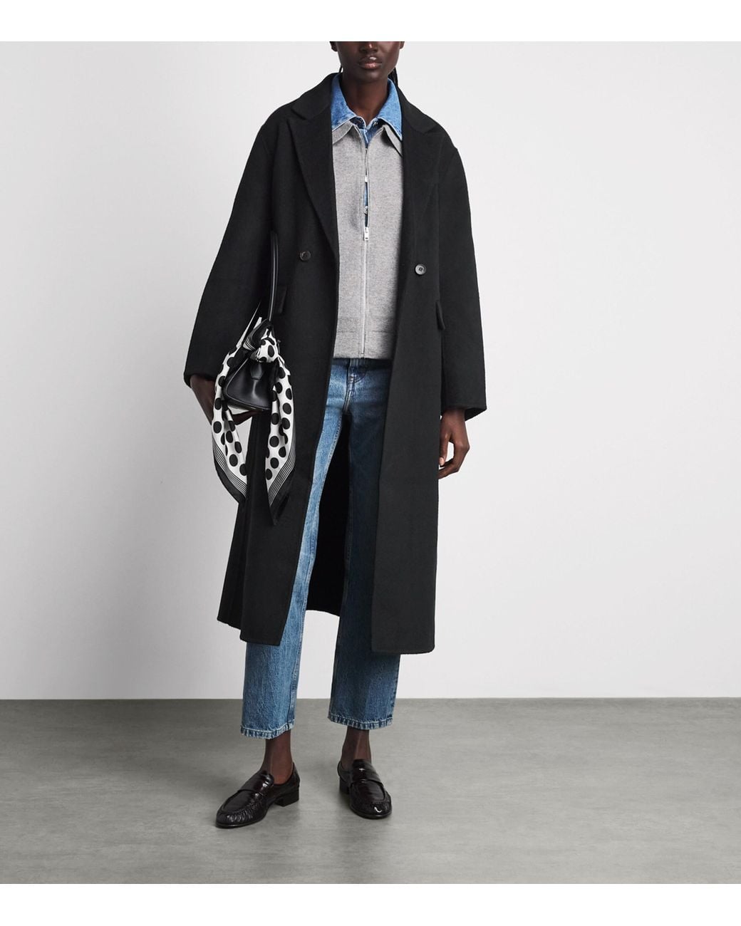 Sandro Black Wool Longline Coat