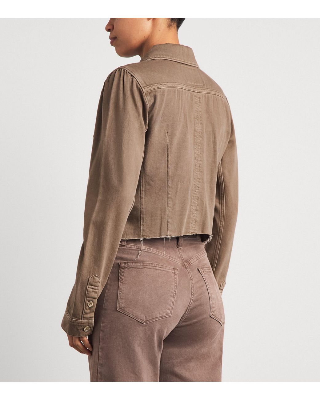 PAIGE Brown Cropped Pacey Denim Jacket