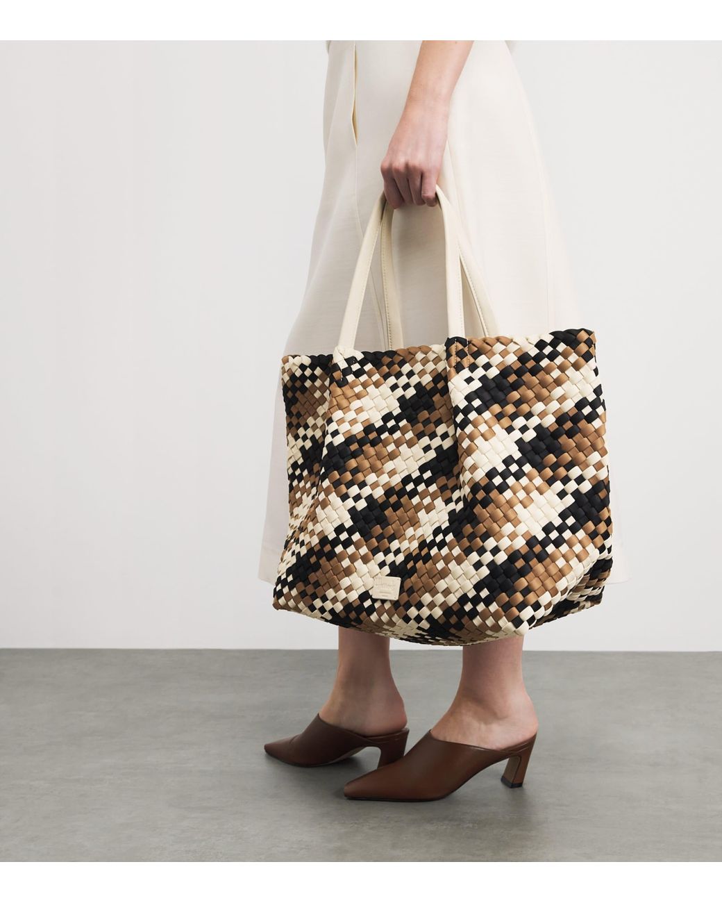 Harrods Metallic Neoprene Woven East-West Tote Bag