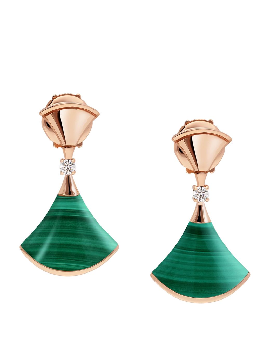 BVLGARI Green Yellow Gold, Diamond And Malachite Divas' Dream Earrings