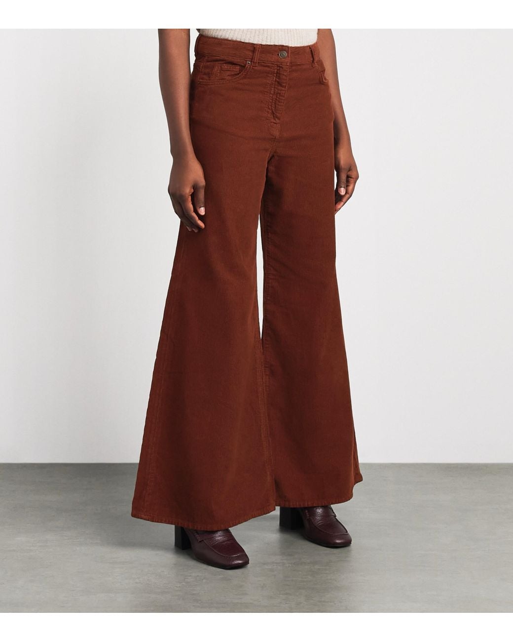 ME+EM Brown Corduroy Super Flare Trousers