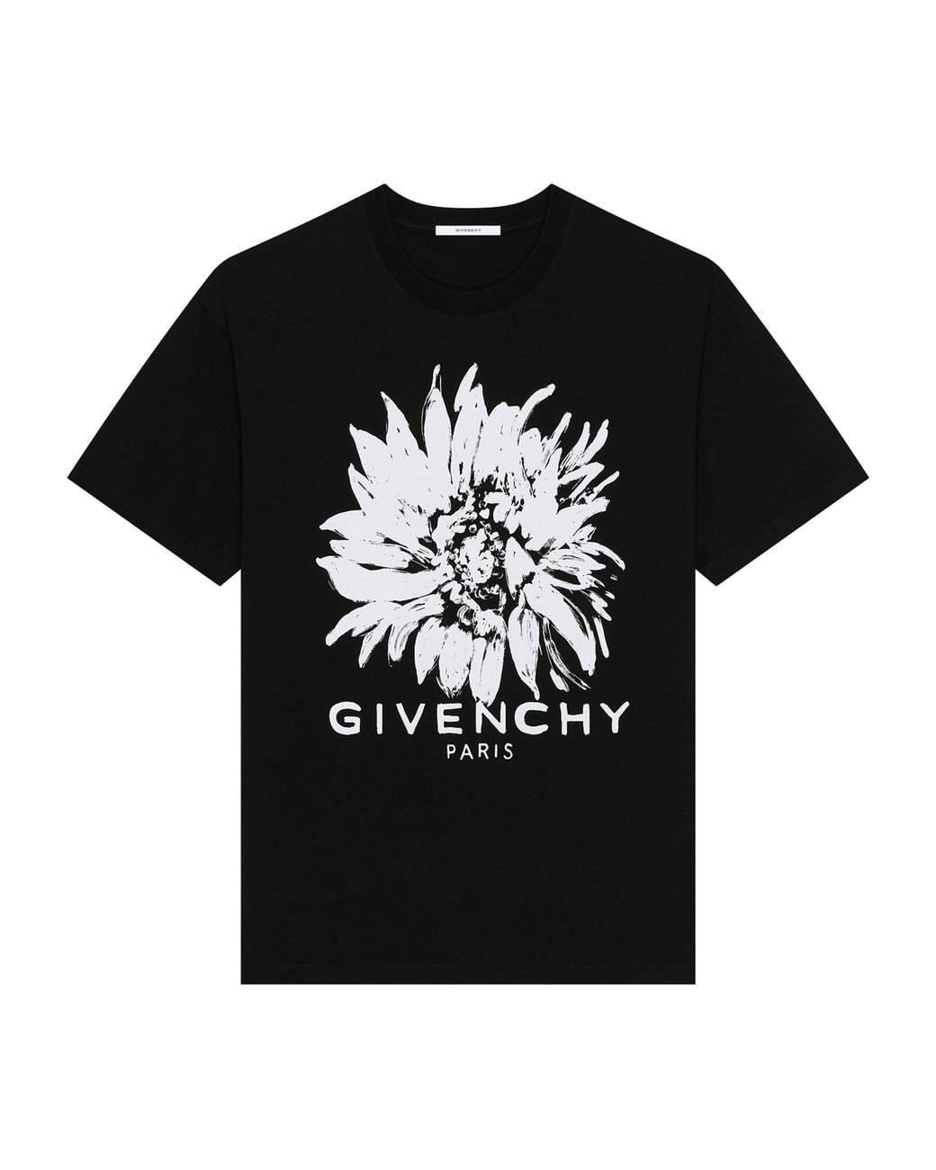 Givenchy Black Cotton Floral Logo T-Shirt for men